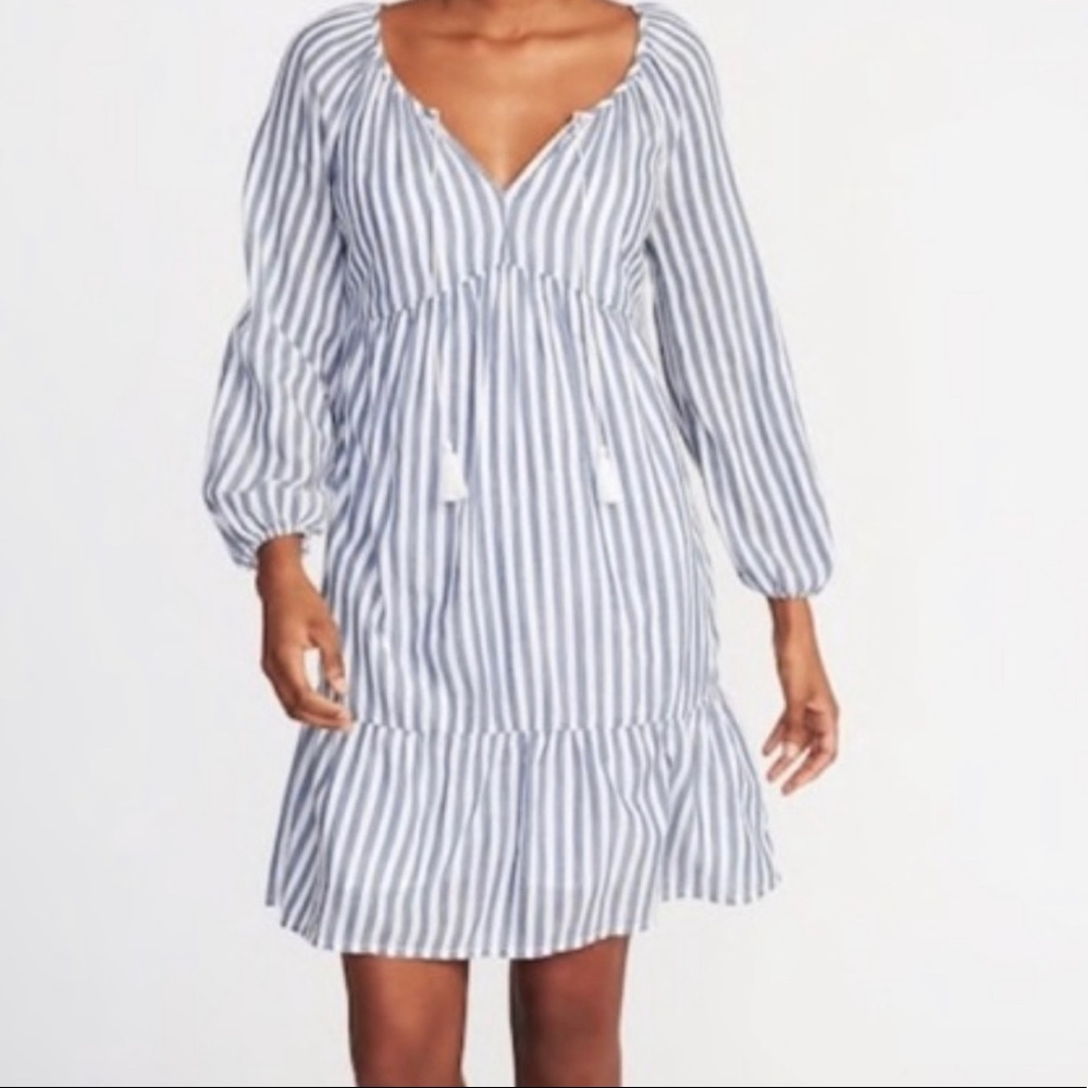 Boho striped dress w/ tassel tie